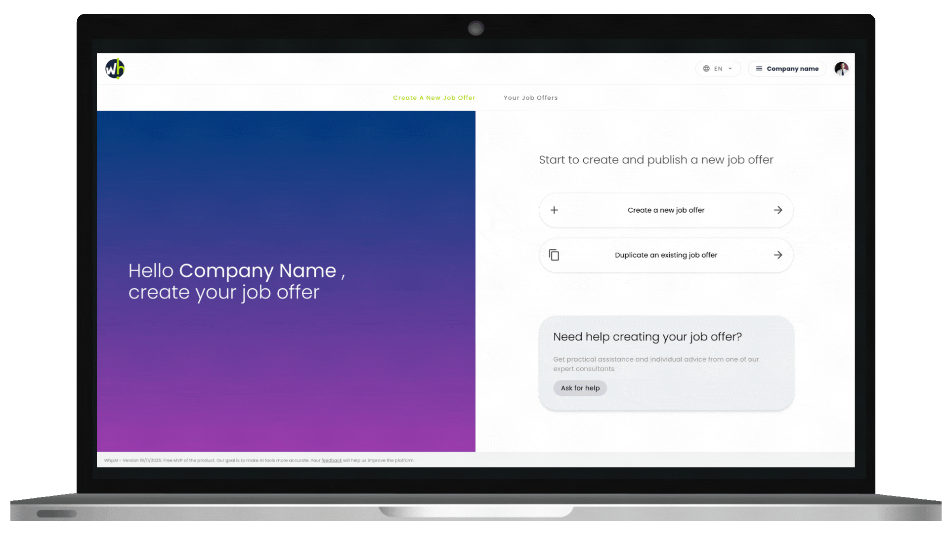 Recruiting use case of Whp.AI, the AI HR Platform that identifies skills, evaluates candidates, and delivers intelligent shortlists