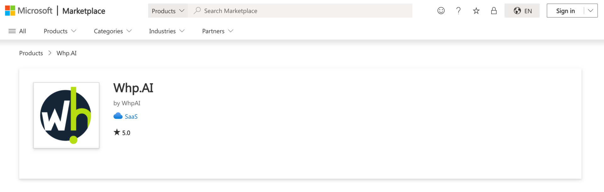 Whp.AI AI HR Platform listed on Microsoft AppSource B2B marketplace
